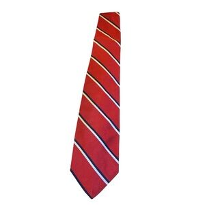 Robert Talbott Vintage‎ Men Red Black Silver Striped Tie 100% Silk Hand Sewn USA